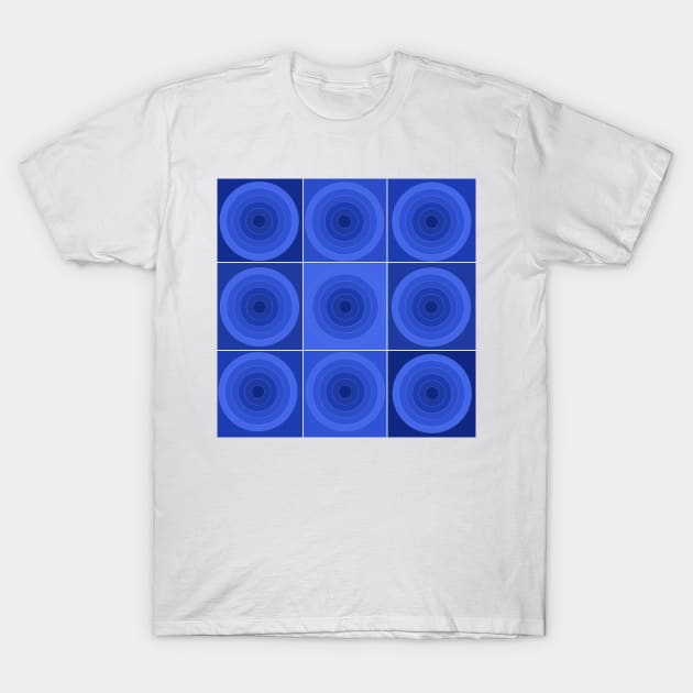 Blue Circles on White T-Shirt by VazMas Design